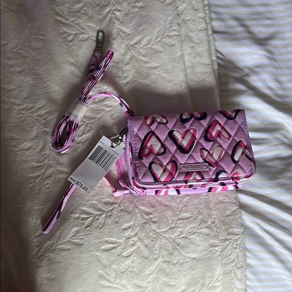 Vera Bradley Pink Heart Pattern Crossbody Bag